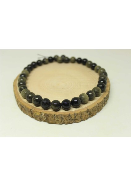 Golden & Siyah Obsidyen Taşı Yarım Dizi 11-12.5mm Aralığındadır (18CM Uzunluğundadır) modelleri