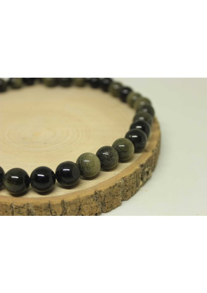 Golden & Siyah Obsidyen Taşı Yarım Dizi 11-12.5mm Aralığındadır (18CM Uzunluğundadır) indirimleri