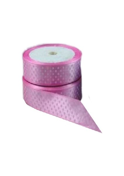 Saten Kurdele Puantiyeli Benekli Kurdele 1 cm - 10 Metre Pembe