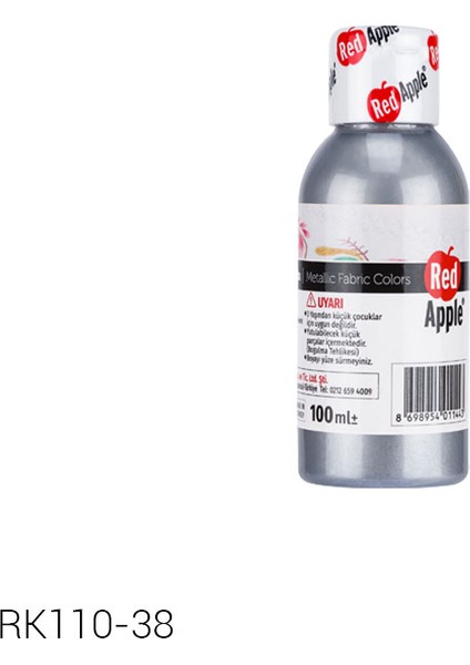 Red apple Metalık Yaldız Kumas Boyası 100 ml Gümüş