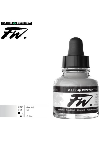 Likit Akrilik (Pistole) Mürekkebi Fw Ink 29.5ml 702 Silver (Imit)
