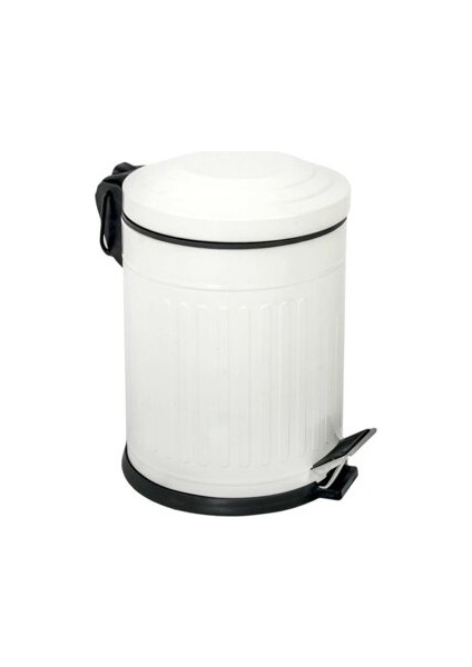 Çelik Metal 3 Litre Pedallı Çöp Kovası Beyaz Çöp Kutusu