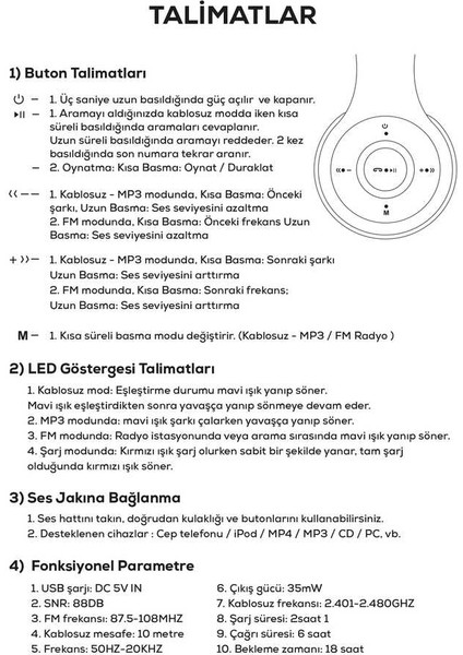 Hafif ve Portatif Kolayca Katlanıp Taşınabilir Dizayn (BTK-ZR56 Bluetooth Kulaklık)