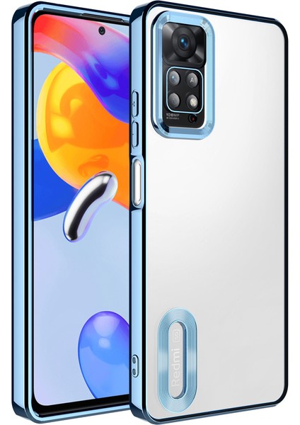 Xiaomi Redmi Note 11 Pro Kılıf Slot Kamera Korumalı Logosu Açık Lazer Silikon Kılıf Sierre Blue