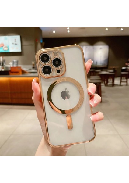 Iphone 11 Pro Max Uyumlu Kılıf Kamera Lens Korumalı Renkli Manyetik Magsafe Özellikli Şeffaf Kross