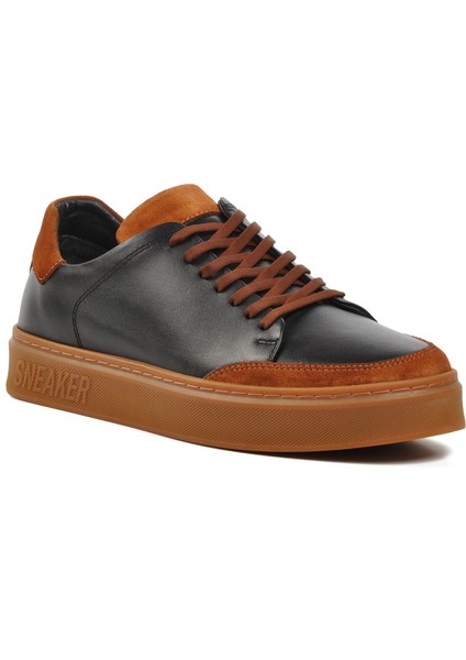 Rcdl 4227 Siyah-Taba Hakiki Deri Erkek Sneaker modelleri