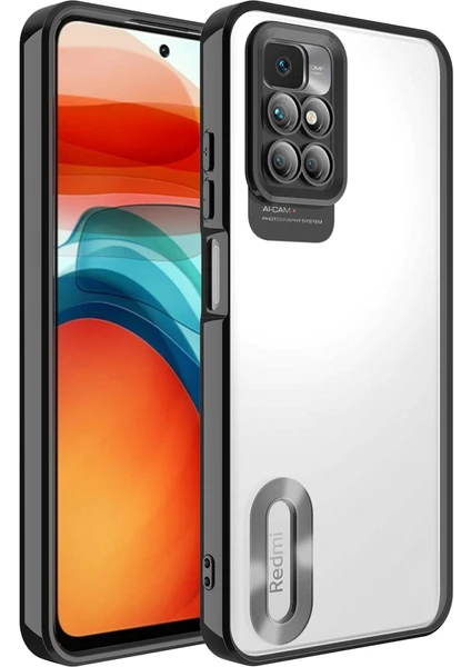 Xiaomi Redmi 10 2022 Kılıf Slot Kamera Korumalı Logosu Açık Lazer Silikon Kılıf Siyah