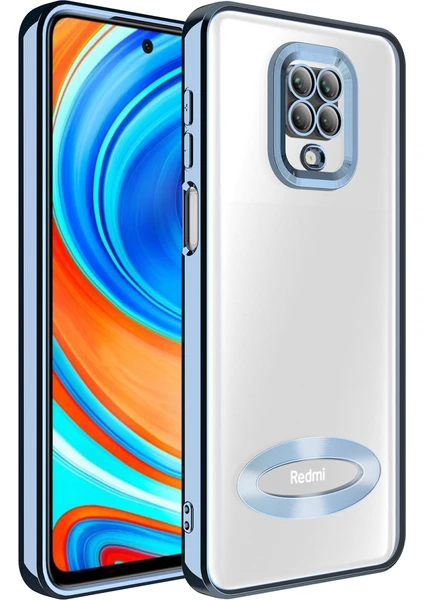 Xiaomi Redmi Note 9 Pro / Note 9s Kılıf Slot Kamera Korumalı Logosu Açık Lazer Silikon Kılıf Sierre Blue