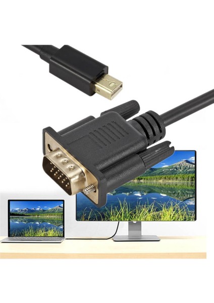 1.8m Mini Displayport To VGA Aktif Kablo - Thunderbolt 1/2 VGA 1920X1200 1080P MacBook Pro Air