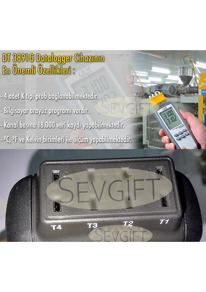 C.E.M Dt - 3891G Sıcaklık Kayıt Cihazı 4 Kanallı Datalogger