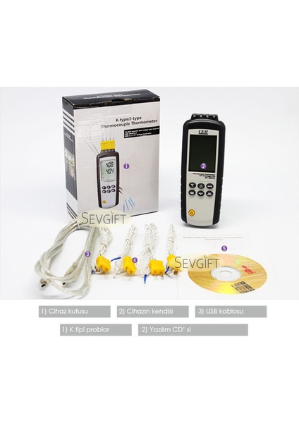 C.E.M Dt - 3891G Sıcaklık Kayıt Cihazı 4 Kanallı Datalogger