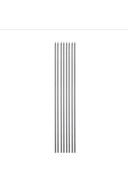 Uzun Mum Pasta Mumu 35 cm - 8'li Gümüş