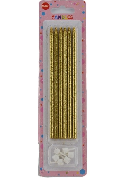 Doğum Günü Pasta Mumu Simli 6 Lı Gold