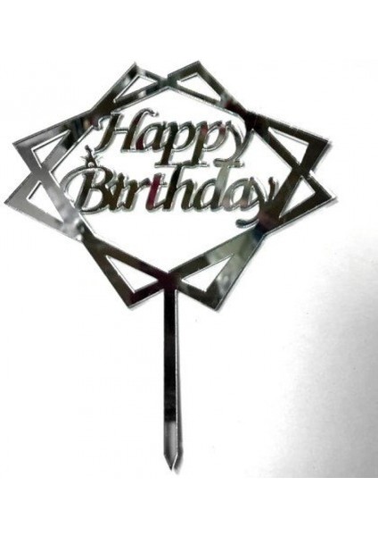Happy Birthday Çerçeveli Gümüş Pleksi