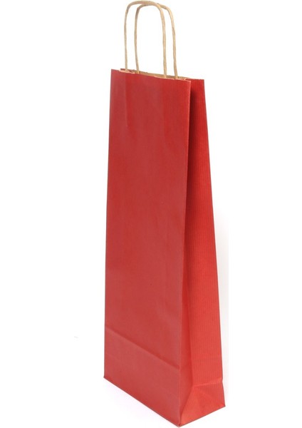 Kağıt Şişe Çantası Kırmızı 16X39X7 cm Ithal 5'li