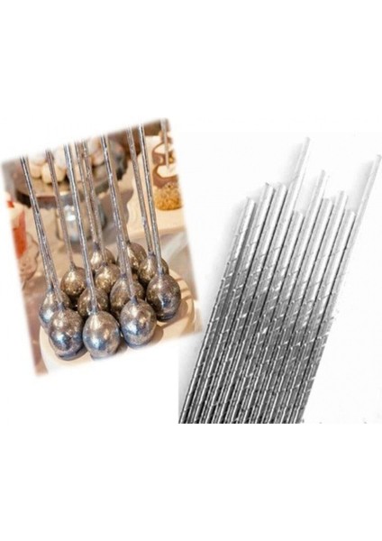 Karton Pipet Gümüş 19,7 cm 25'li