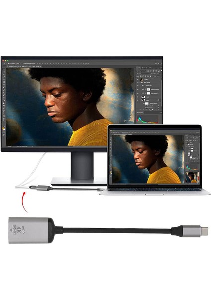 Usb-C USB 3.1 Type C (Erkek) To Mini Displayport (Dişi) 4K@60Hz Çevirici Dönüştürücü Kablo