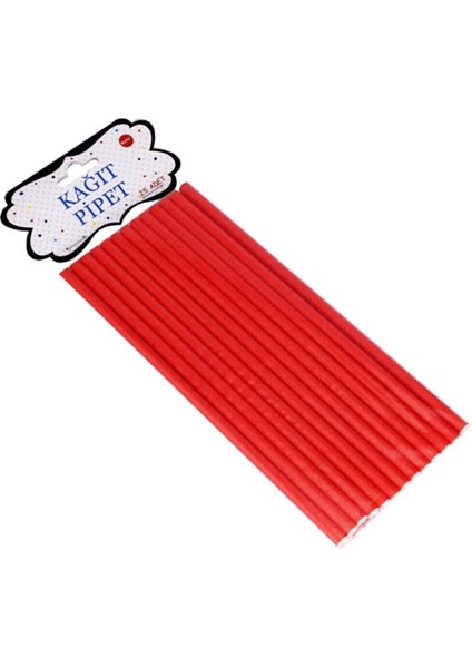Düz Kağıt Pipet - 25'li Kırmızı