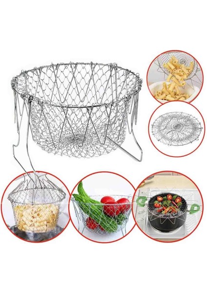 Çok Fonksiyonlu Pratik Süzgeç Katlanır - Kızartma Haşlama Aparatı -Chef Basket
