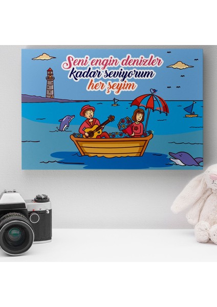 Romantik Tasarımlı Mini Kanvas Tablo - NO15 19X27.5 cm