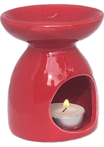Seramik Konik Buhurdanlık Kırmızı 8X8X11 cm