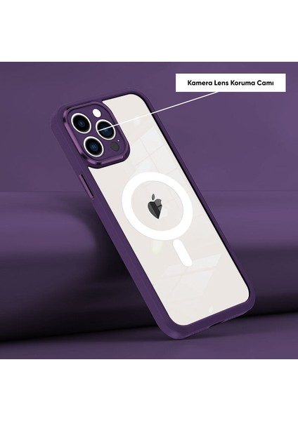 Apple iPhone 12 Pro Kılıf Magsafe Guard Silikon Kılıf (Kablosuz Şarj Destekli) Derin Mor