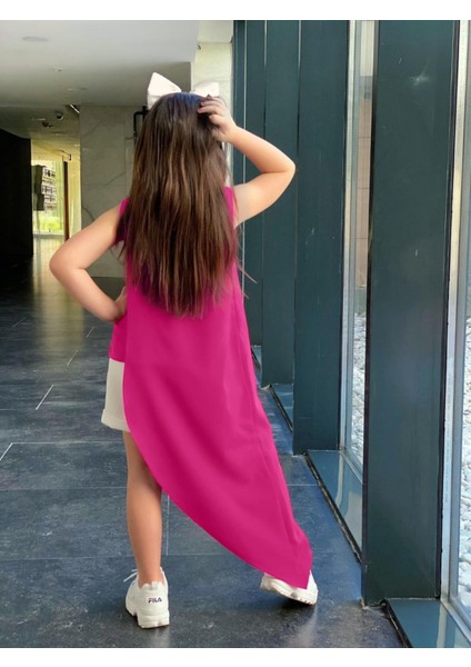 Kız Çocuk Fuşya Hürrem Kumaş Asimetrik Tunik Alt Üst Takım 847126935 fırsatları