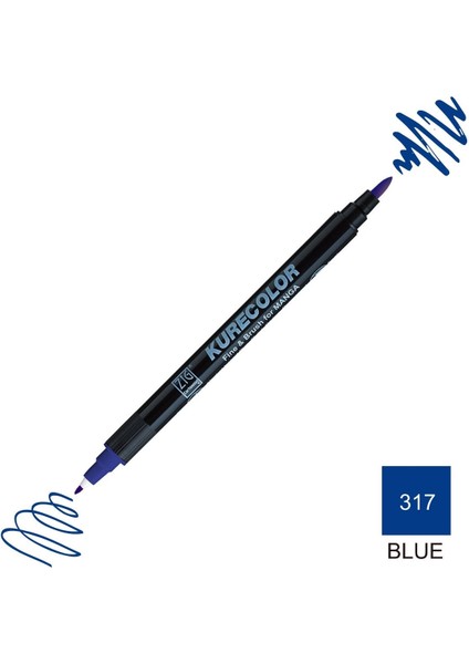 Kurecolor Mangaka Fine&brush Çift Taraflı Kalem CNKC-2200 No 317 Blue