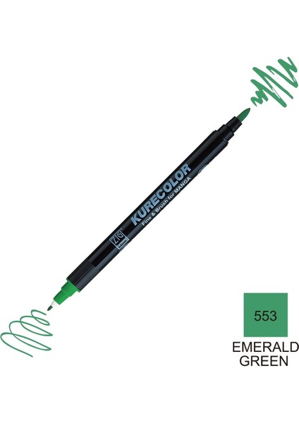 Kurecolor Mangaka Fine&brush Çift Taraflı Kalem CNKC-2200 No 553 Emerald Green
