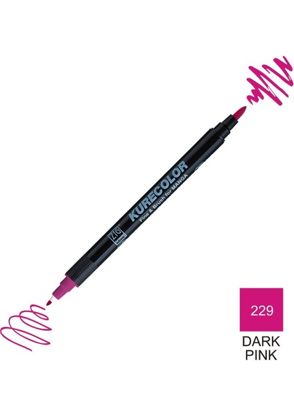 Kurecolor Mangaka Fine&brush Çift Taraflı Kalem CNKC-2200 No 229 Dark Pink