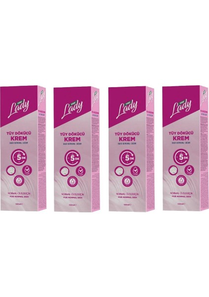 Lady Tüy Dökücü Krem Normal 100 ml x 4 Adet