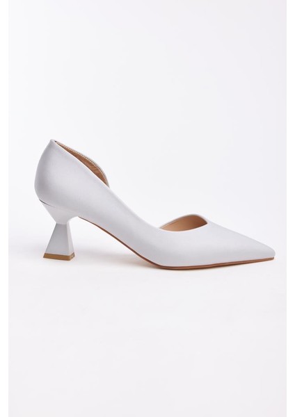 Kısa Topuk Saten Kadın Stiletto