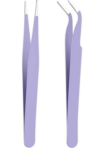 Ikili Cımbız Seti Paslanmaz Çelik Lavanta Renk Düz ve Kavisli Model