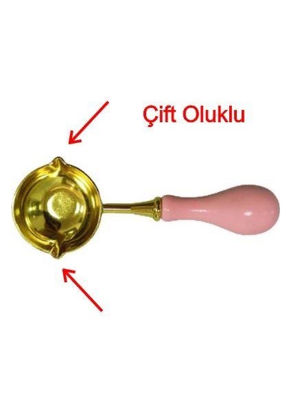 Mum Mühürü Çinko Eritme Kaşığı Çift Oluklu Ahşap Su Pembe Saplı fırsatları