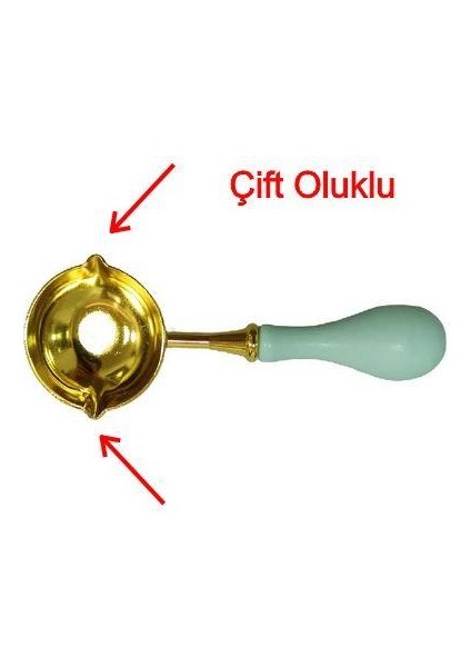 Mum Mühürü Çinko Eritme Kaşığı Çift Oluklu Ahşap Su Yeşili Saplı fırsatları