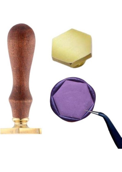 Boş Mum Mühür Pirinç Damga Kafası Petek Şekil 25X28.8MM Gold