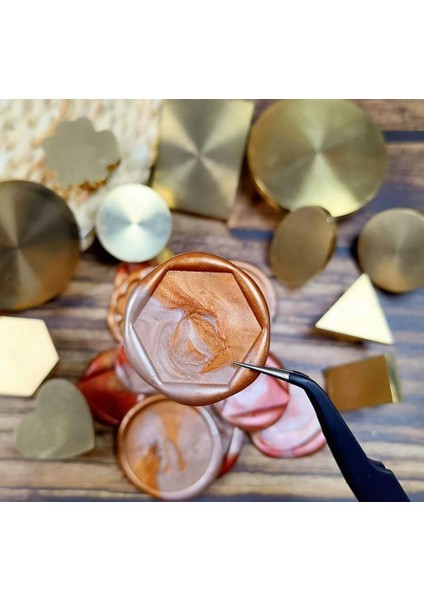 Boş Mum Mühür Pirinç Damga Kafası Petek Şekil 25X28.8MM Gold modelleri