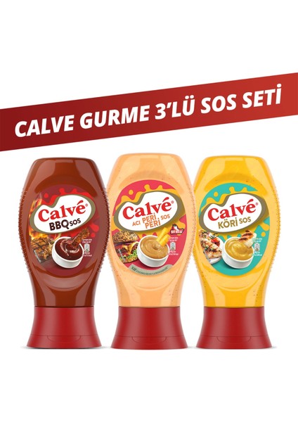 Sos Acı Peri Peri Hafif Orta Acı 245 G + Calve Sos Barbekü 290 G + Calve Sos Köri 260 G