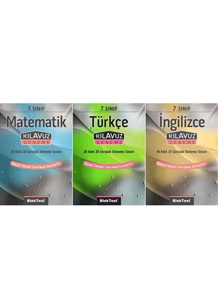 7. Sınıf Matematik + Türkçe + Ingilizce Kılavuz Deneme Seti 3 Kitap 2023