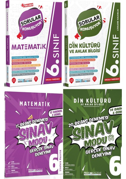 6. Sınıf Matematik - Din Kültürü Sorular Konuşuyor - Deneme Seti 2023 4 Kitap