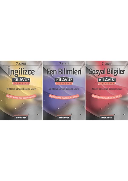 7. Sınıf Fen + Sosyal + Ingilizce Kılavuz Deneme Seti 3 Kitap 2023
