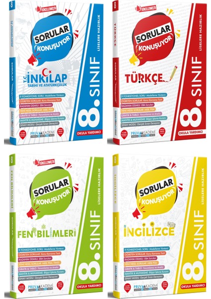 8. Sınıf Inkılap - Türkçe - Fen - Ingilizce Soru Seti 2023 4 Kitap