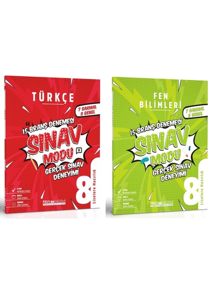 8. Sınıf Türkçe - Fen Bilimleri Sınav Modu Deneme Seti 2023 2 Kitap