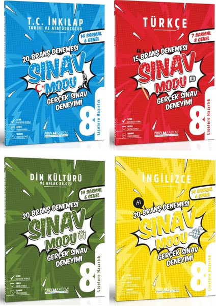8. Sınıf Inkılap - Türkçe - Din - Ingilizce Deneme Seti 2023 4 Kitap
