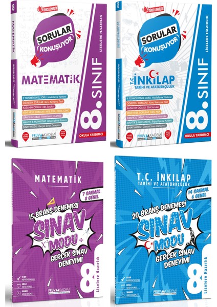 8. Sınıf Matematik - Inkılap Sorular Konuşuyor - Deneme Seti 2023 4 Kitap