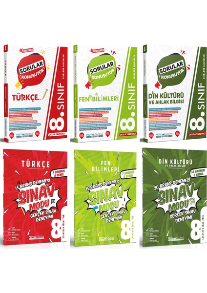 8. Sınıf Türkçe - Fen - Din Sorular Konuşuyor - Deneme Seti 2023 6 Kitap