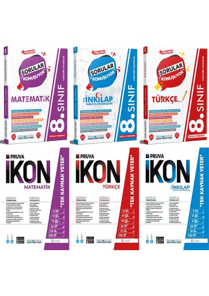 8. Sınıf Matematik - Türkçe - Inkılap Tarihi Soru - Defter Seti 2023 6 Kitap