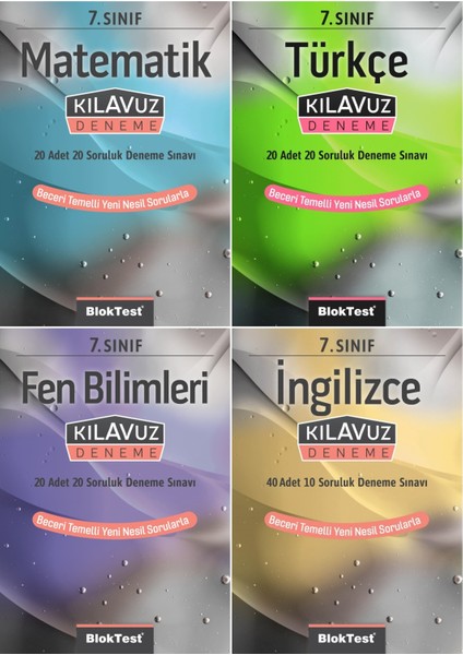 7. Sınıf Matematik + Türkçe + Fen + Ingilizce Kılavuz Deneme Seti 4 Kitap 2023