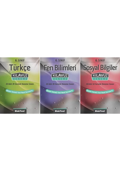 6. Sınıf Türkçe + Fen + Sosyal Kılavuz Deneme Seti 3 Kitap 2023