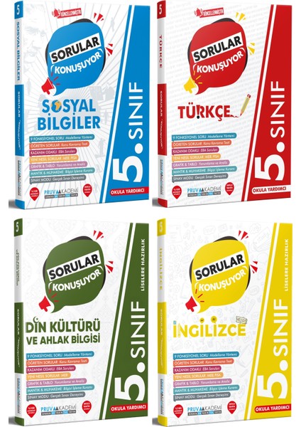 5. Sınıf Sosyal - Türkçe - Din - Ingilizce Soru Seti 2023 4 Kitap